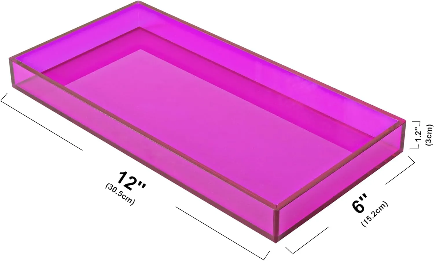 Acrylic Tray for Vanity Makeup Perfume Jewelry 12x6'' Small Decorative Tray for Bathroom Dresser Tops Candle Sink Counter, Purple