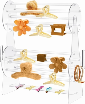 Acrylic Claw Clip Holder 360 Degree Rotating Claw Clip Organizer Hair Accessories Organizer Storage Display Clear Stand for Women Vanity Dressing Table(Round Style)