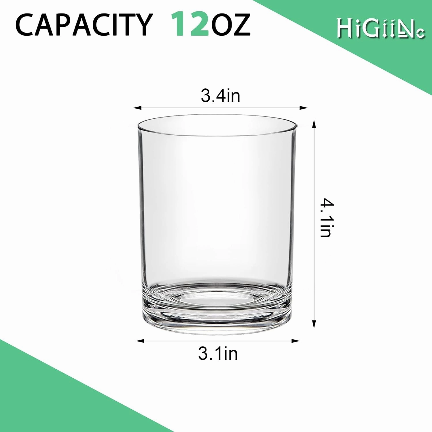 Acrylic Drinking Glasses Set of 12 - Shatterproof Plastic Cups, BPA Free Dishwasher Safe, Reusable Unbreakable Tumblers - 6 Each 12oz & 17oz Clear Plastic Glasses for Kitchen
