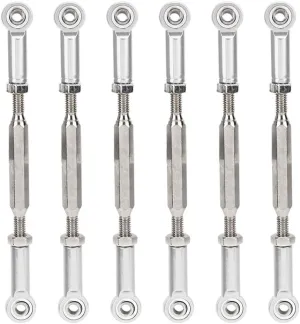Adjustable Length Aluminum Alloy Push Rods, 88mm 104mm, Sturdy Construction, Universal Compatibility, for 1 10 and 1 8 Scale RC Cars (Redcat, HSP, ZD Racing, HPI, HOBAO) (Silver)