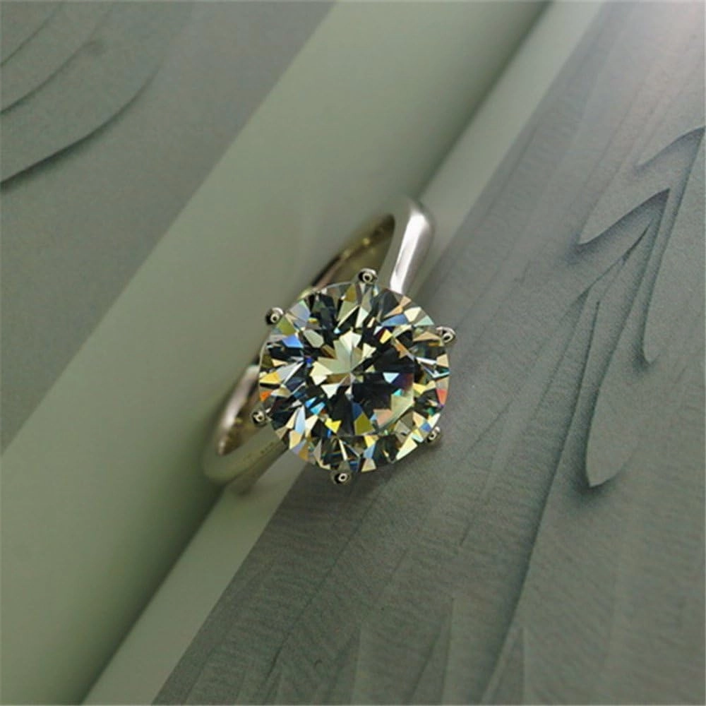 AINUOSHI 1/2/3/4 Carat Moissanite Engagement Rings for Women, 925 Sterling Silver Solitaire Round Cut (10mm) Diamond Wedding Band D-E Color Grade Gift for Wedding Anniversary