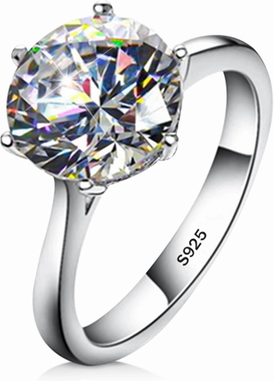 AINUOSHI 1/2/3/4 Carat Moissanite Engagement Rings for Women, 925 Sterling Silver Solitaire Round Cut (10mm) Diamond Wedding Band D-E Color Grade Gift for Wedding Anniversary