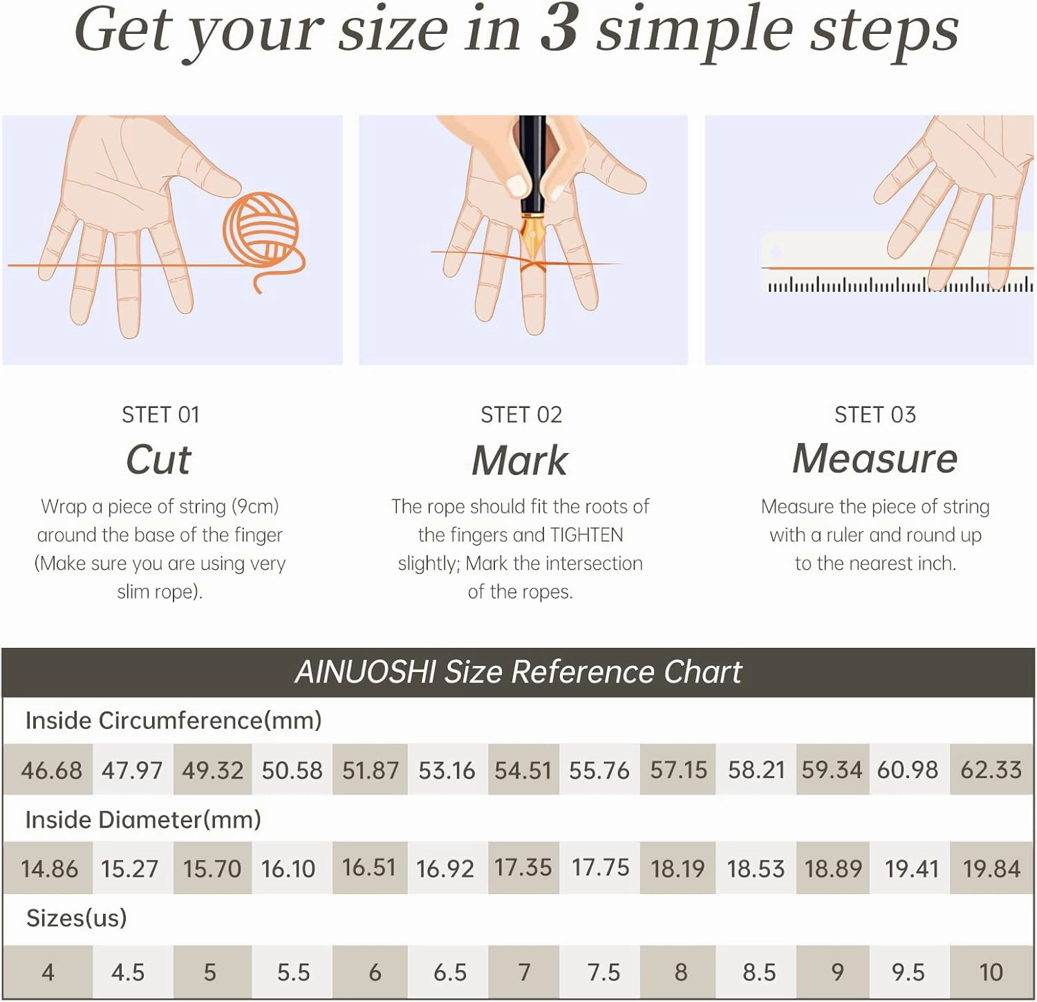 AINUOSHI 1/2/3/4 Carat Moissanite Engagement Rings for Women, 925 Sterling Silver Solitaire Round Cut (10mm) Diamond Wedding Band D-E Color Grade Gift for Wedding Anniversary