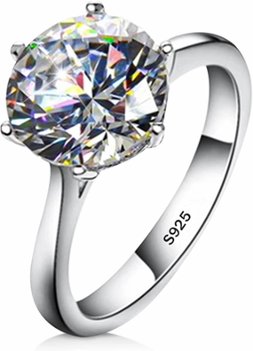 AINUOSHI 1/2/3/4 Carat Moissanite Engagement Rings for Women, 925 Sterling Silver Solitaire Round Cut (10mm) Diamond Wedding Band D-E Color Grade Gift for Wedding Anniversary