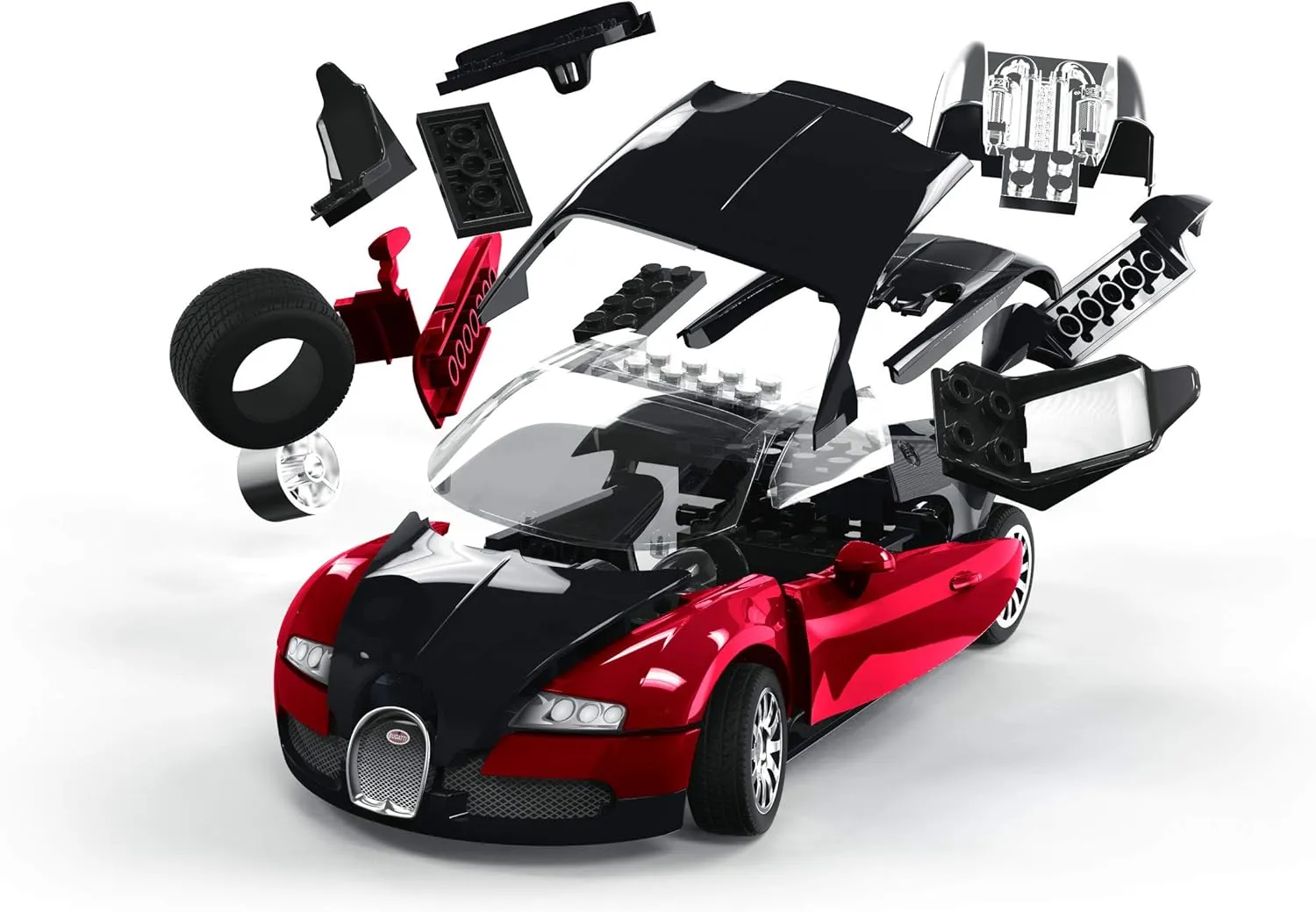 Airfix Quickbuild J6020 Quickbuild Bugatti 16 4 Veyron Black Red