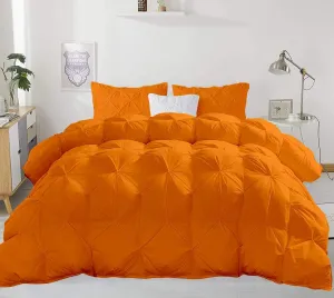 All Season 500 GSM Oversized King Size Orange Pinch Pleated Comforter Set 1000 Thread Count 5 Piece (Comforter   4 Pillowcases) Pintuck Bed in A Bag Pinch Pleat Bedding Sets