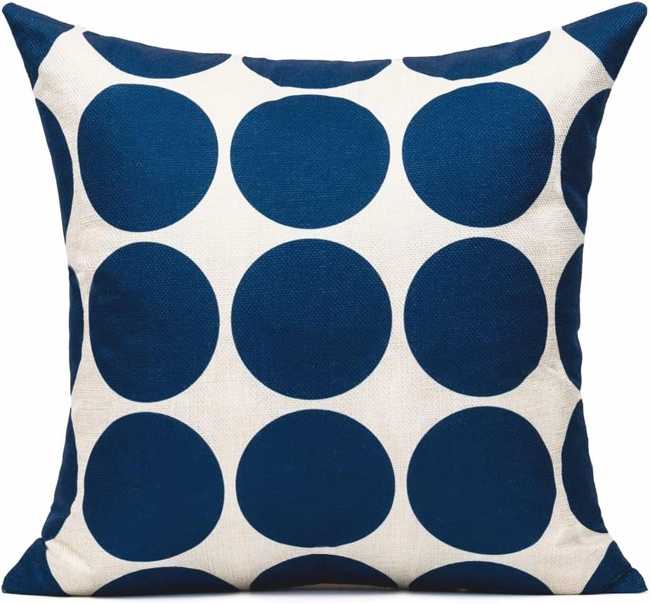 All Smiles Fall 16×16 Navy Blue Outdoor Patio Throw Pillow Covers Cases Decorative for Couch Sofa Furniture Home Decor Geometric Accent Cushion Square Set of 4,Nautical Navy & Tan