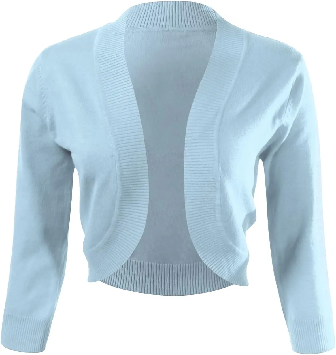 Allsense Women's 3/4 Sleeve V-Neck Cropped Bolero Shrug Cardigan