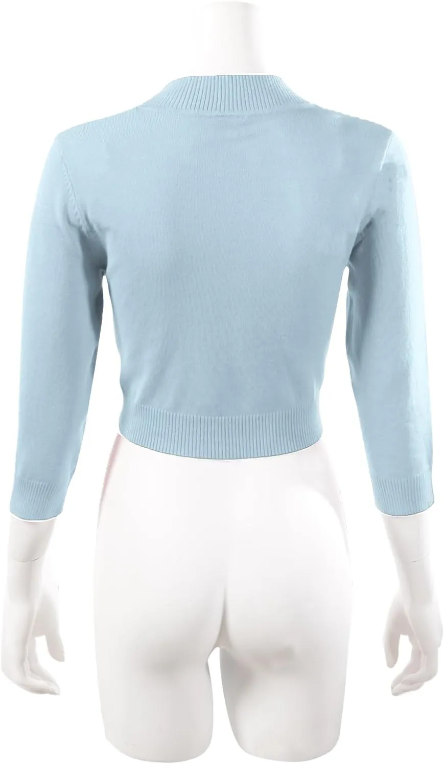 Allsense Women's 3/4 Sleeve V-Neck Cropped Bolero Shrug Cardigan
