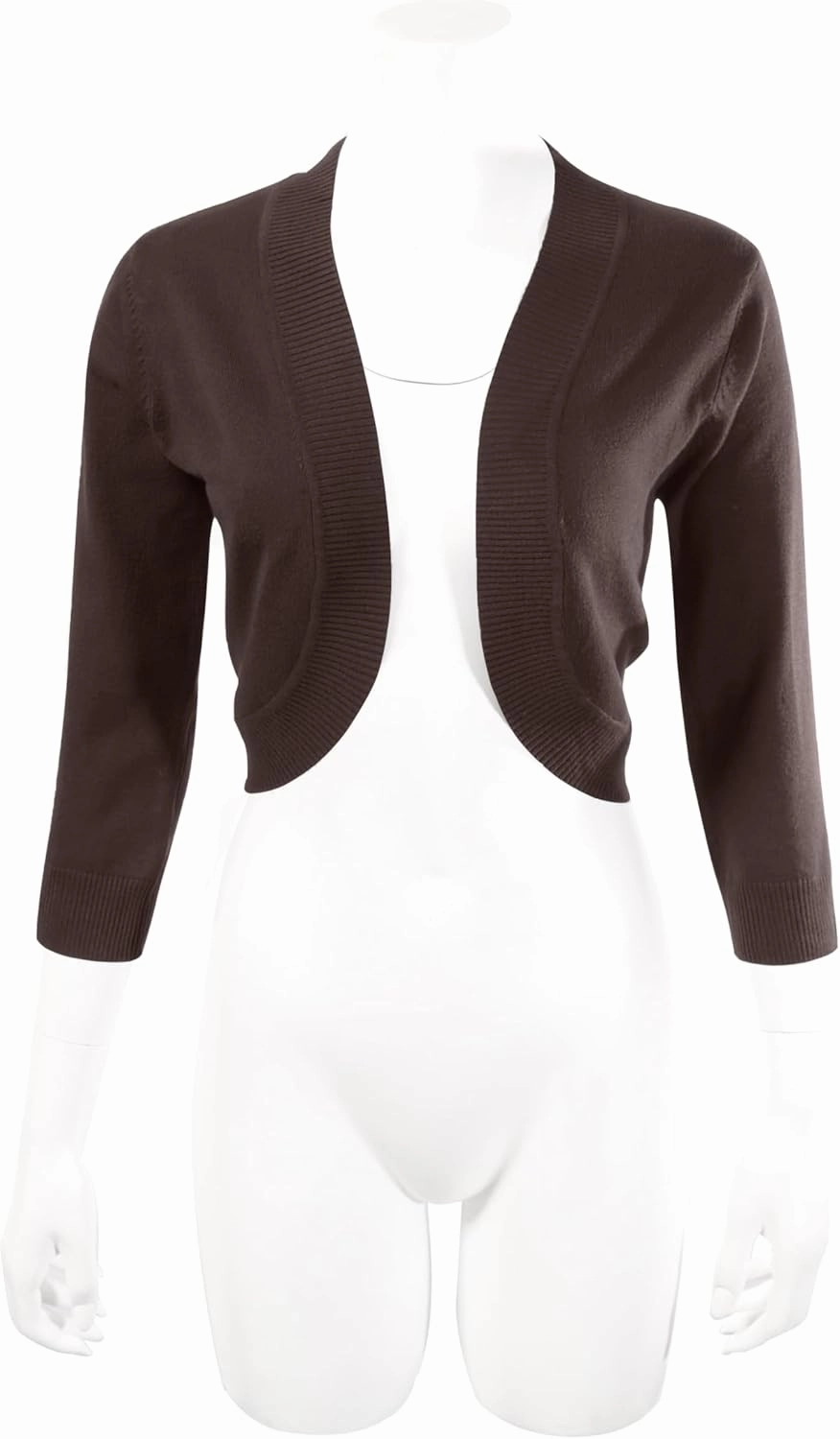 Allsense Women's 3/4 Sleeve V-Neck Cropped Bolero Shrug Cardigan