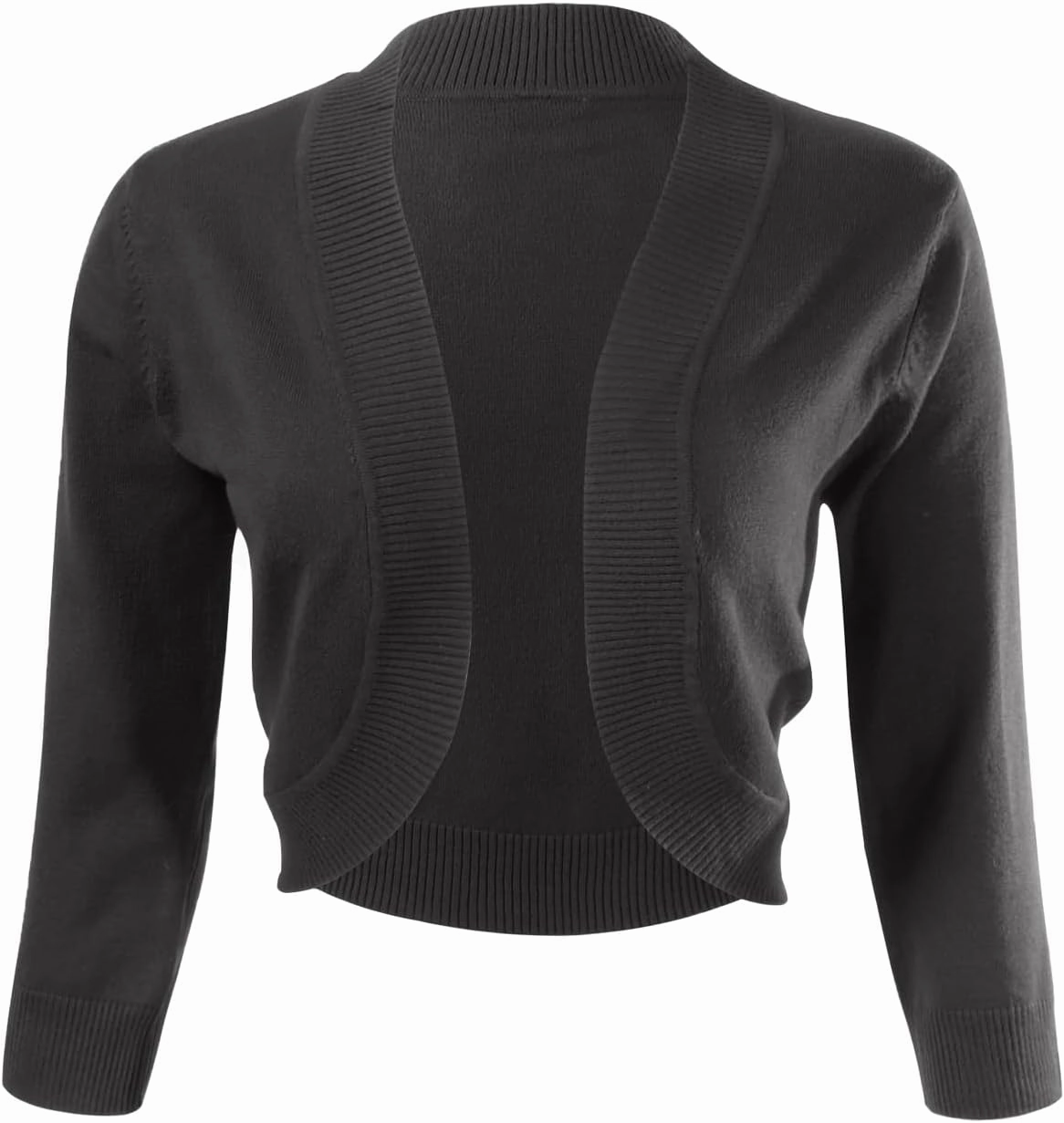 Allsense Women's 3/4 Sleeve V-Neck Cropped Bolero Shrug Cardigan