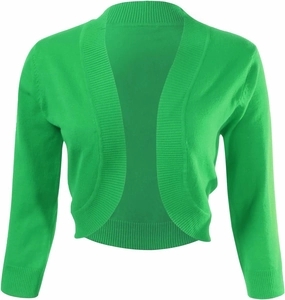 Allsense Women's 3/4 Sleeve V-Neck Cropped Bolero Shrug Cardigan