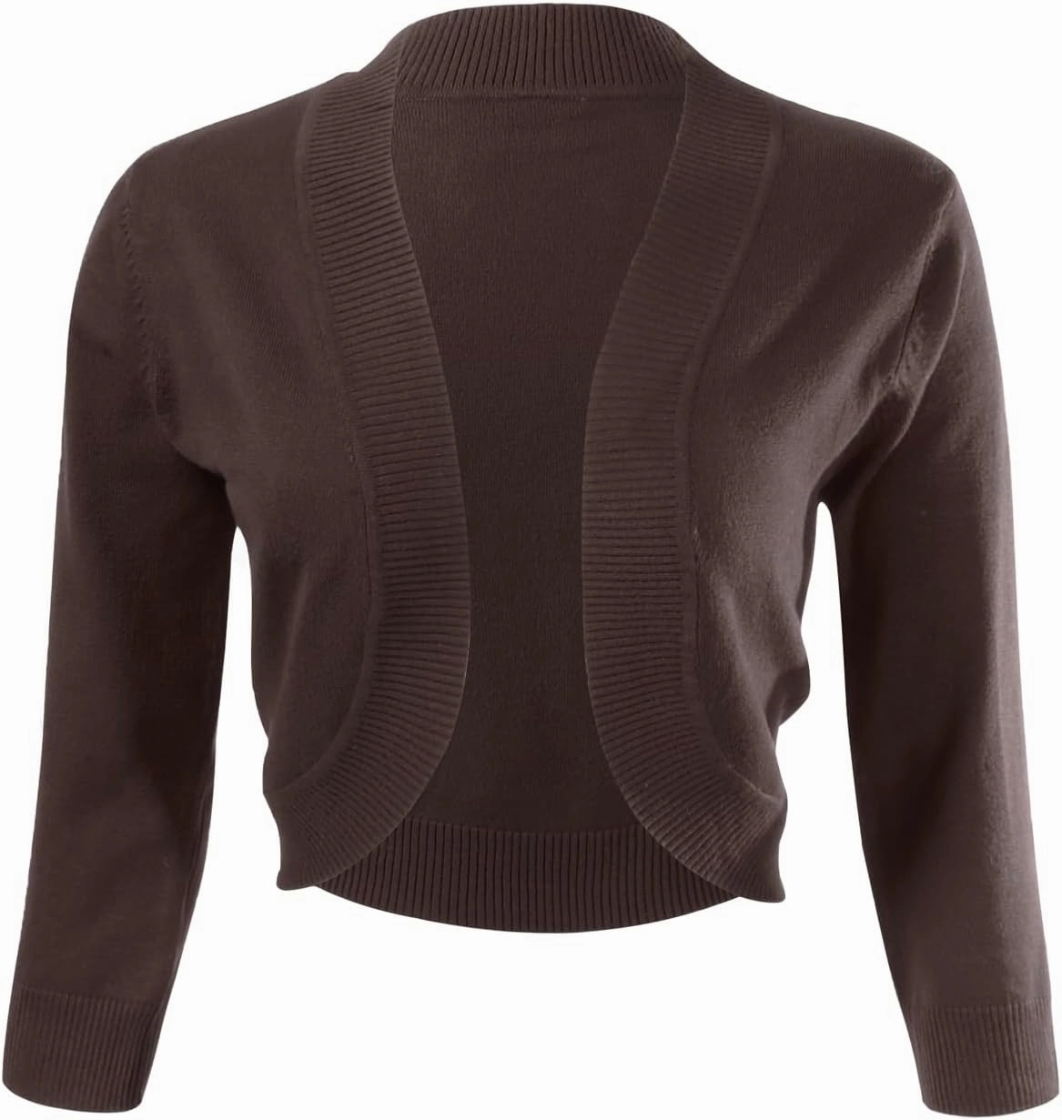 Allsense Women's 3/4 Sleeve V-Neck Cropped Bolero Shrug Cardigan