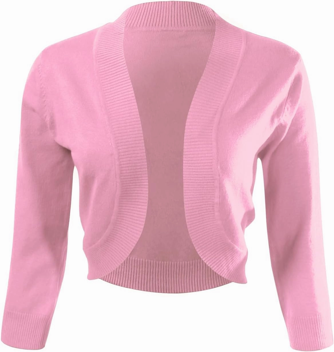 Allsense Women's 3/4 Sleeve V-Neck Cropped Bolero Shrug Cardigan
