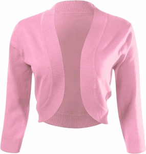 Allsense Women's 3/4 Sleeve V-Neck Cropped Bolero Shrug Cardigan
