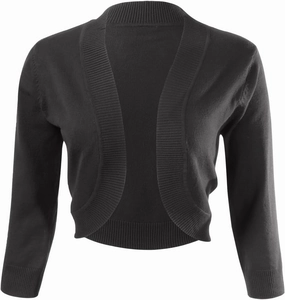 Allsense Women's 3/4 Sleeve V-Neck Cropped Bolero Shrug Cardigan