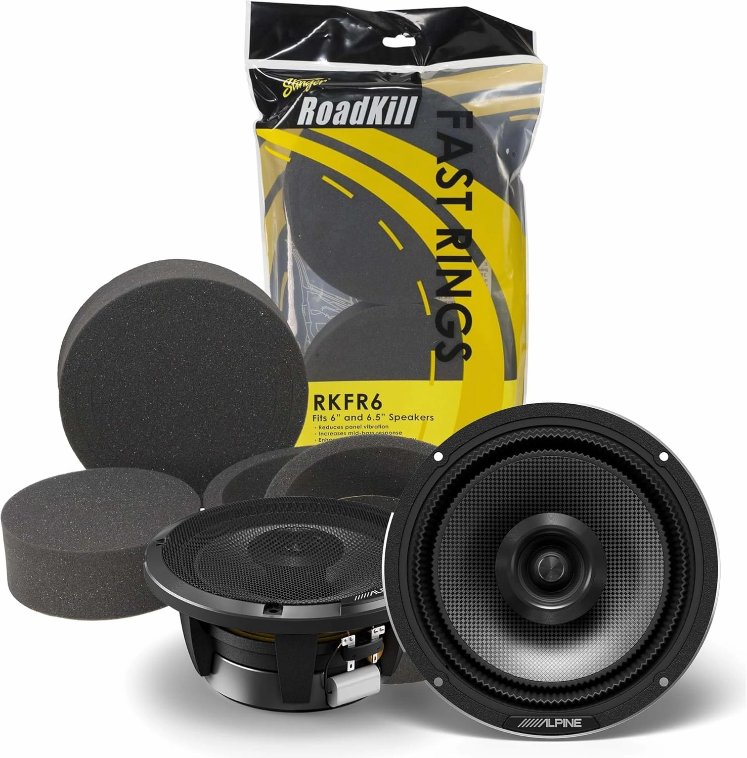 Alpine HDZ-65, Status Series Hi-Res 6.5" 2-Way Speakers   Foam Baffle Kit Bundle
