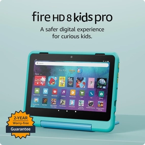Amazon Fire HD 8 Kids Pro tablet, ages 6-12. Bright 8" HD screen, includes ad-free content, parental controls, 13-hr battery, slim case for older kids, 32GB, Discovery (2024 release)
