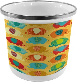 Ambesonne Jungle Steel Camping Mug, Elephants Ornate Details Cartoon Jungle Mammal Thailand Zoo Animal, Printed Thermal Cup for Camping and Outdoor Activities, Multicolor