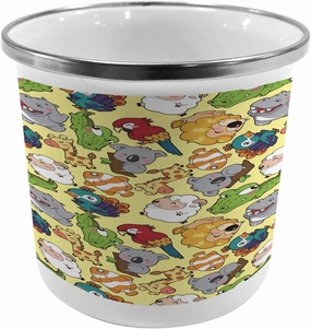 Ambesonne Cartoon Steel Camping Mug, Funny Animals Hippo Giraffe Koala Parrot Crocodile Zoo Jungle Graphic, Printed Thermal Cup for Camping and Outdoor Activities, Multicolor