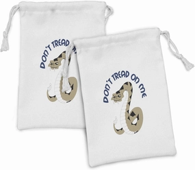 Ambesonne Dont Treat on Me Fabric Pouch Set of 2, Dangerous Poisonous Snake with Rattle Words, Small Drawstring Bag for Toiletries Masks and Favors, 9" x 6", Tan Night Blue