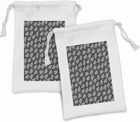 Ambesonne Grey and White Fabric Pouch Set of 2, Abstract Leaves of Deciduous Trees Modern Monochrome Design, Small Drawstring Bag for Toiletries Masks and Favors, 9" x 6", Charcoal Grey and White