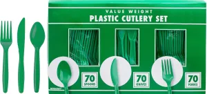 Amscan 8020.03 Festive Green Heavy Weight Plastic Cutleries, 200 Ct