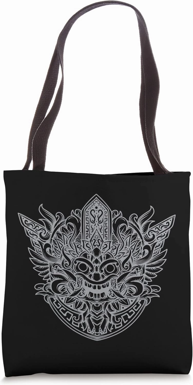 Ancient Mask Barong Old Civilization Masked Figure Tote Bag