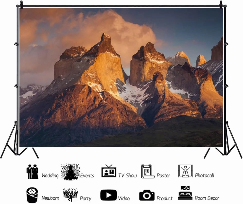 Andes Mountain Backdrop 7x5ft Snow Mountain Landscape Nature Scenery Photography Background Climbing Adventure Party Banner Travel Portraits Photoshoot Wallpaper Photo Studio Booth Props