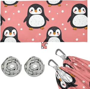 Animal Penguin Simple Line Cartoon Style Outdoor Hammocks with Tree Straps Backyard Hammock for Patio Backyard Lounge Base