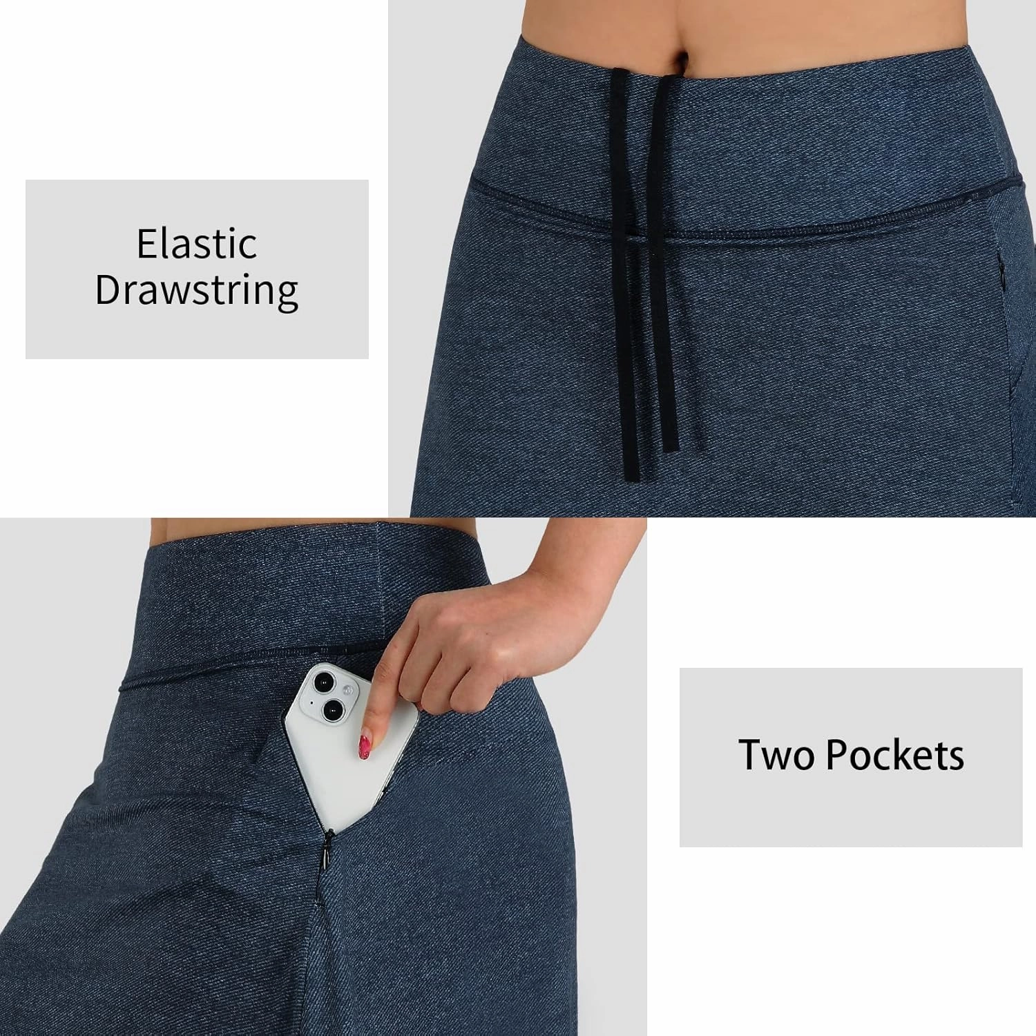 ANIVIVO Women's Skorts Skirts 20" Knee Length,Tennis Golf Pickleball Sports Skirts with High Waisted Zipper Pockets