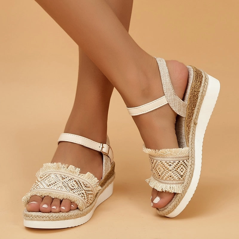 Antmvs Style Printed Wedge Sandals for Women Summer  Non Slip Platform Shoes Woman Lightweight Casual Gladiator Sandalias