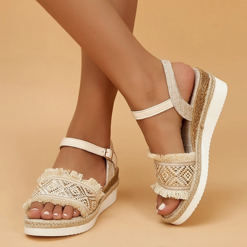 Antmvs Style Printed Wedge Sandals for Women Summer  Non Slip Platform Shoes Woman Lightweight Casual Gladiator Sandalias