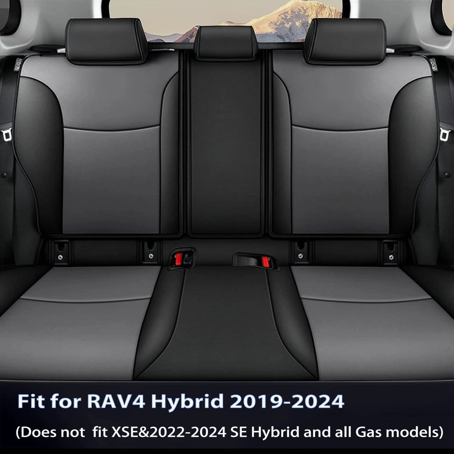AOMSAZTO Custom Fit Seat Covers for Toyota RAV4: 2019 2020 2021 2022 2023 2024 2025 LE XLE XLE Premium Limited-Faux Leather Full Set Compatible Airbag Seat Protector Black&Grey