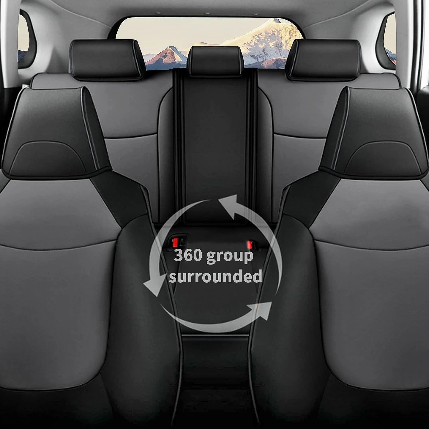 AOMSAZTO Custom Fit Seat Covers for Toyota RAV4: 2019 2020 2021 2022 2023 2024 2025 LE XLE XLE Premium Limited-Faux Leather Full Set Compatible Airbag Seat Protector Black&Grey
