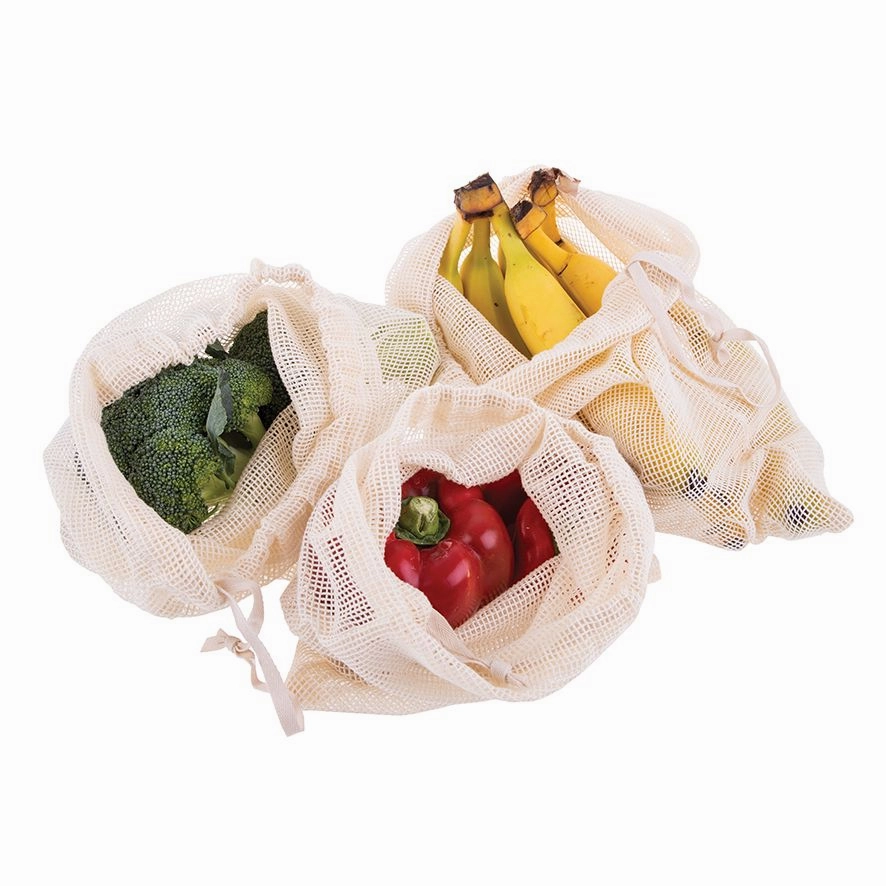 Appetito Cotton Net Produce Bags (Set of 3 Assorted Sizes)