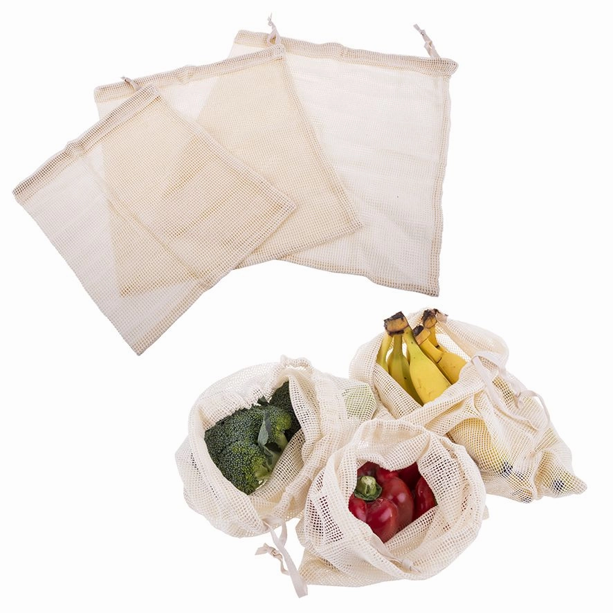 Appetito Cotton Net Produce Bags (Set of 3 Assorted Sizes)