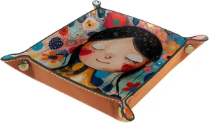 Art Abstract Cute Girl Stacking Jewelry Organizer Trays, Convenient and Stylish Drawer Organizer for Jewelry, Earrings, Rings, and More