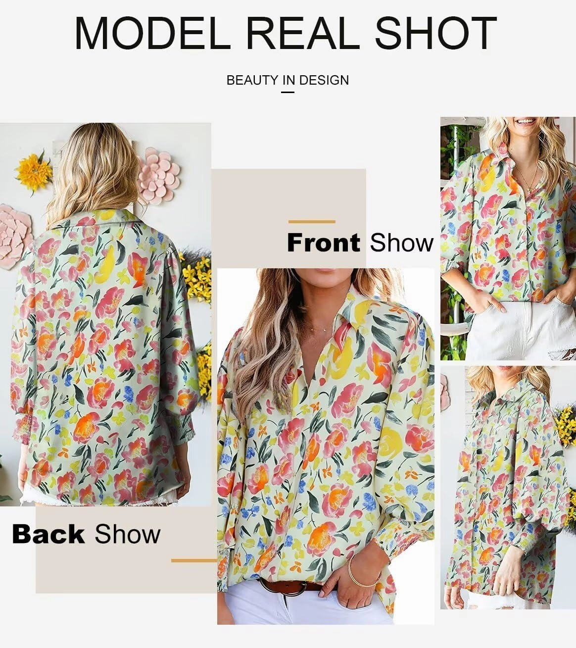 Astylish Women 2025 Loose V-Neck Shirts Paisley Print Lantern Sleeve Blouse Boho Tops