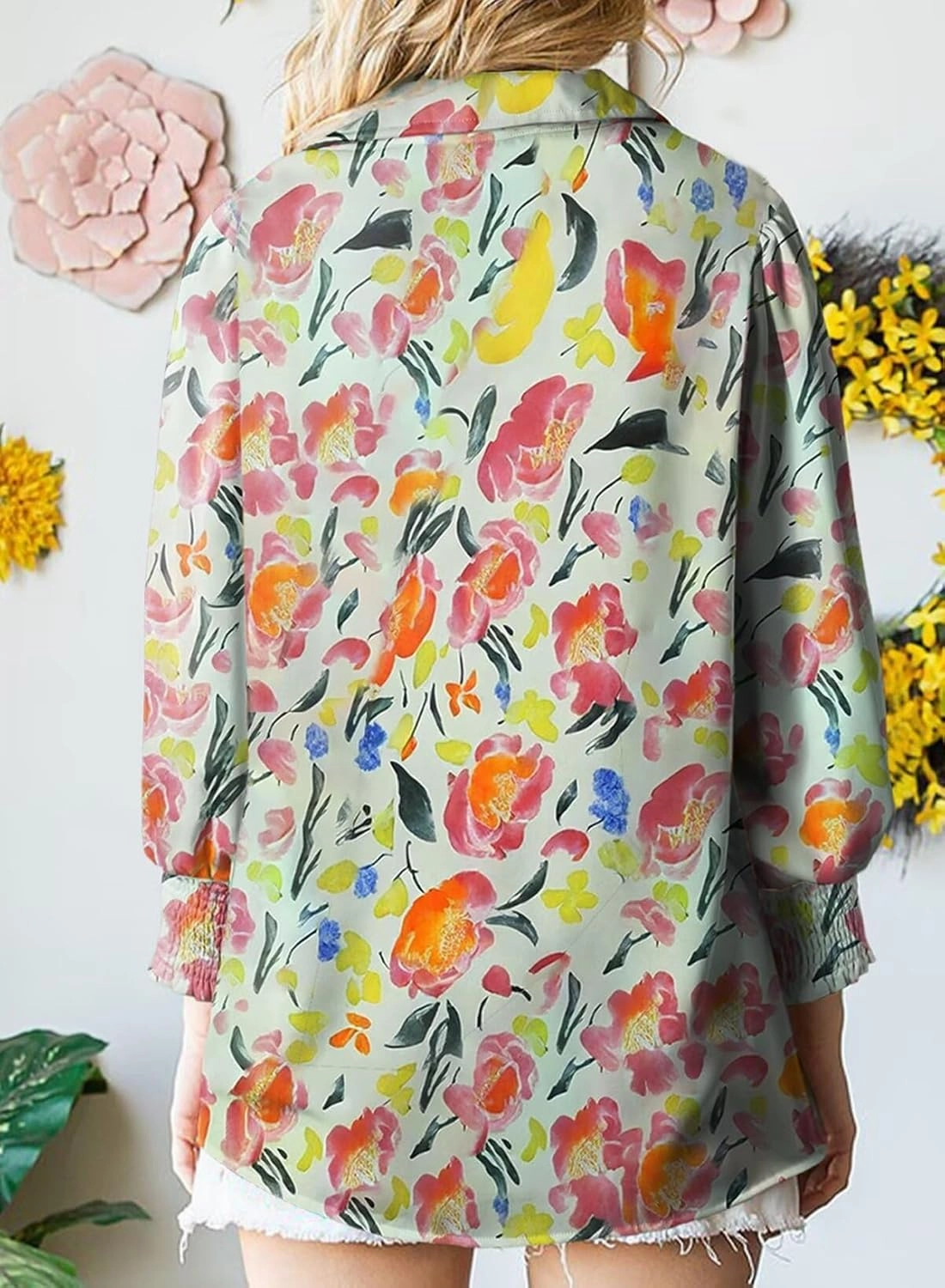 Astylish Women 2025 Loose V-Neck Shirts Paisley Print Lantern Sleeve Blouse Boho Tops