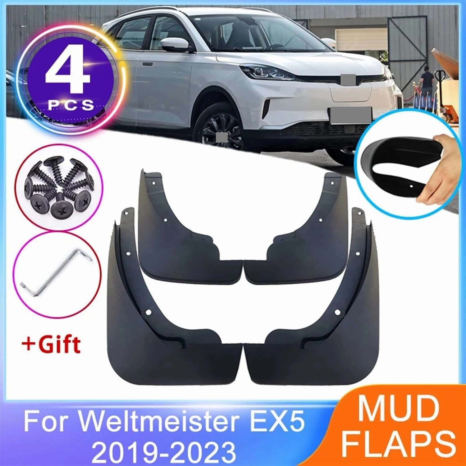 Auto Body Accessories fenders for Weltmeister EX5 EX 5 EX5-Z EX5Z 2019 2020 2021 2022 2023 Front Rear Mudguard Splash Guards Wheel Protector Mudflaps (Color : EX5-Z)