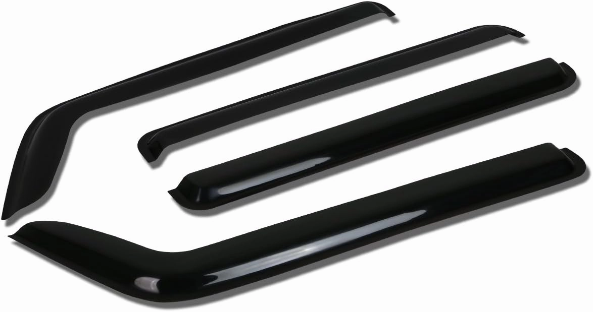 Auto Dynasty 4Pcs Tape-On Window Visor Compatible with 2006 2007 2008 2009 2010 Hummer H3 2006-2010, Deflector Rain Guard, Acrylic Black