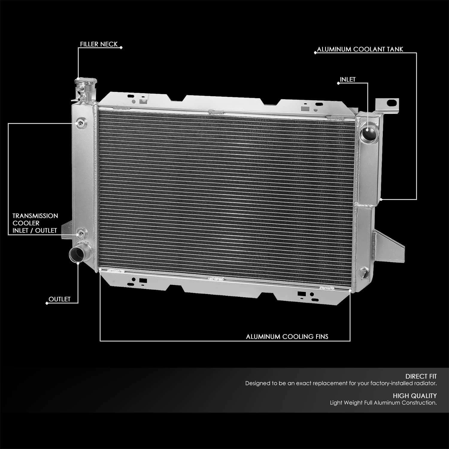 Auto Dynasty Radiator Compatible with 1985-1996 Ford Bronco F150 F250 F Super Duty 5.0L 5.8L 7.5L V8 GAS OHV MT, 3-Row Cooling Radiator, Tri-Core, Full Aluminum