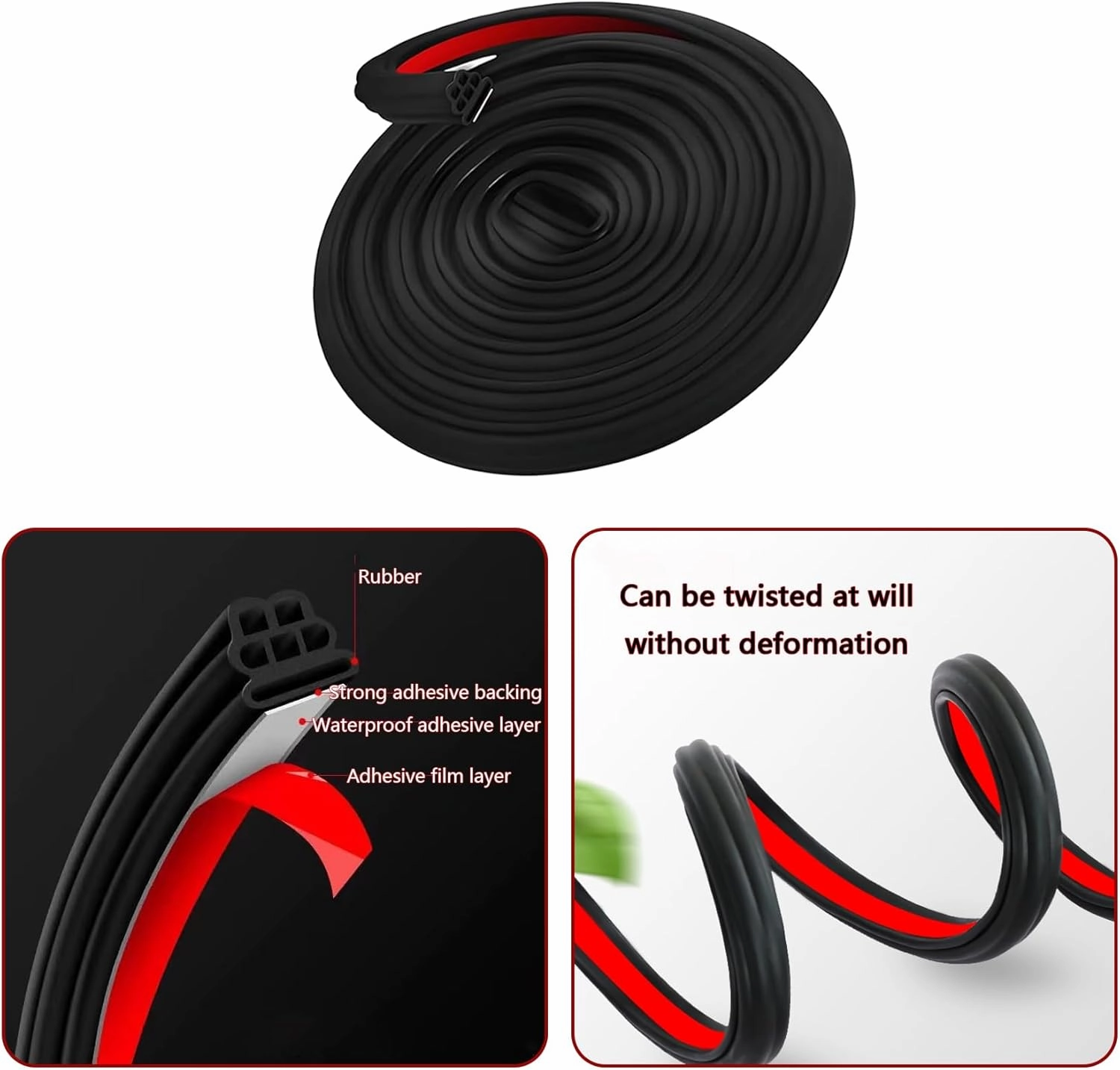 Automotive Door Weather Stripping for Nissan Otti Rogue Tekna Teana President, Rubber Edge Trim Self Adhesive Weather Seal Strip for Car, Auto Door Window Weatherstrip,26m Length