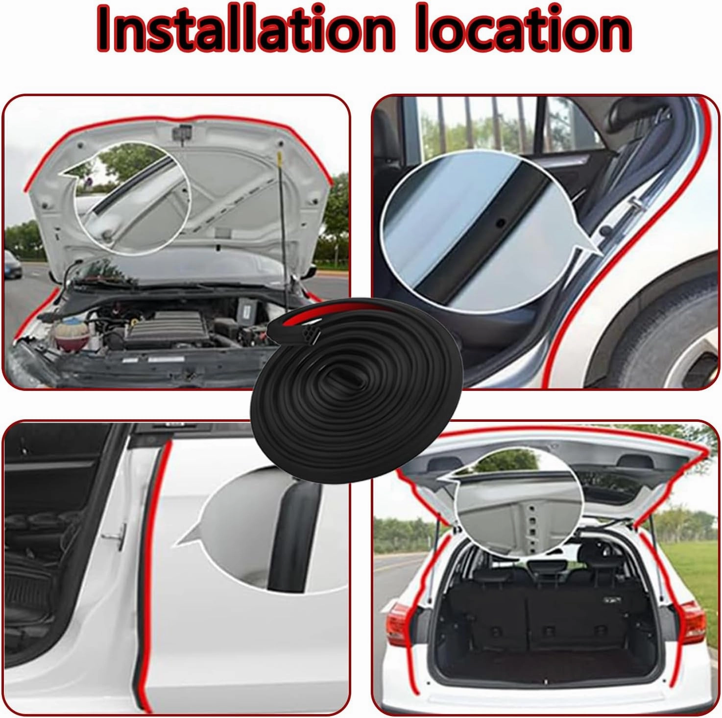 Automotive Door Weather Stripping for Nissan Otti Rogue Tekna Teana President, Rubber Edge Trim Self Adhesive Weather Seal Strip for Car, Auto Door Window Weatherstrip,26m Length