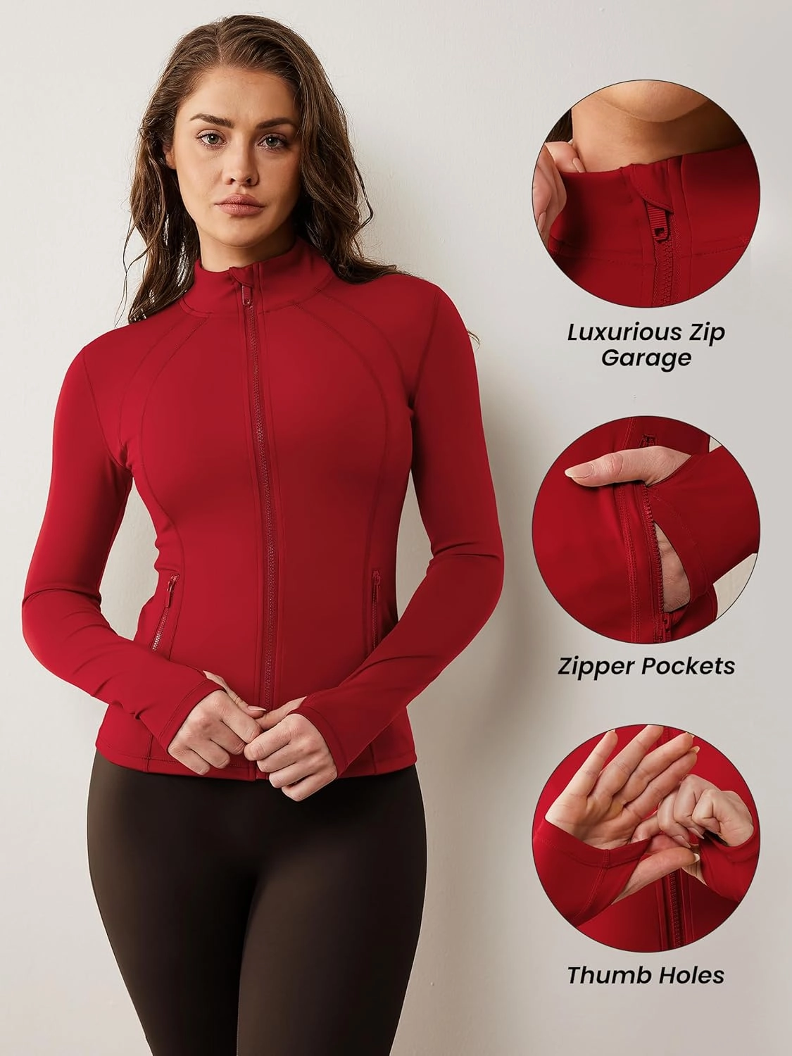 AVGO Womens Workout Jacket Lightweight Zip Up Athletic Running Jackets Long Sleeve Gym Yoga Top with Thumb Holes