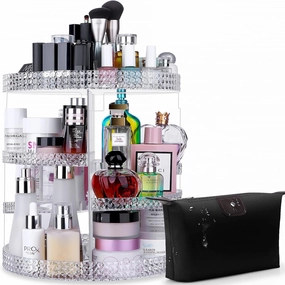 Awenia Makeup Organizer 360-Degree Rotating, Adjustable Makeup Storage, 7 Layers Large Capacity Cosmetic Storage Unit, Fits Different Types of Cosmetics and Accessories, Plus Size with Makeup Bag