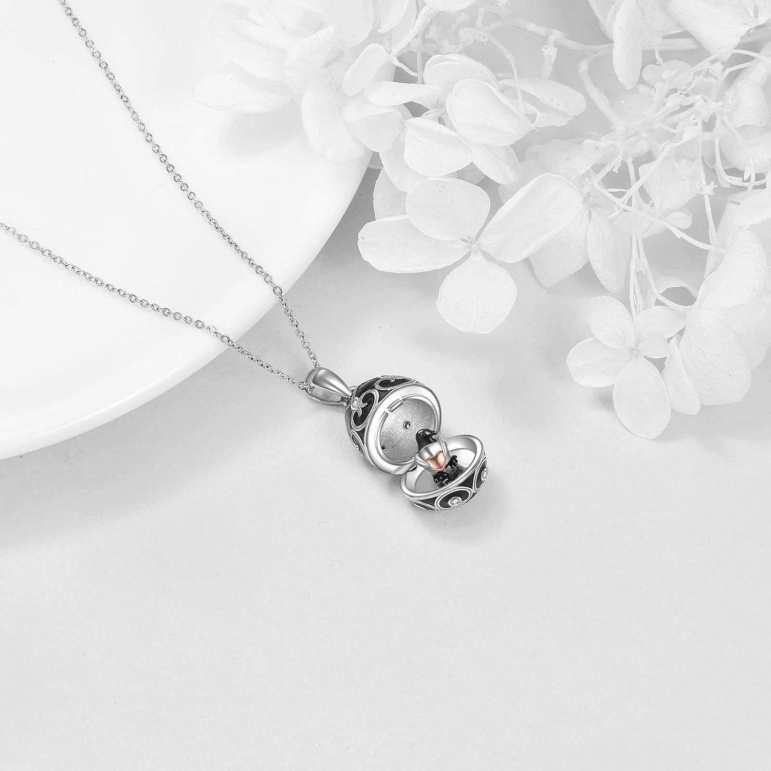 AXELUNA Fox Necklace Sterling Silver Easter Egg Necklace Fox Pendant Animal Jewelry Gifts for Women Girls Birthday Graduation Gift