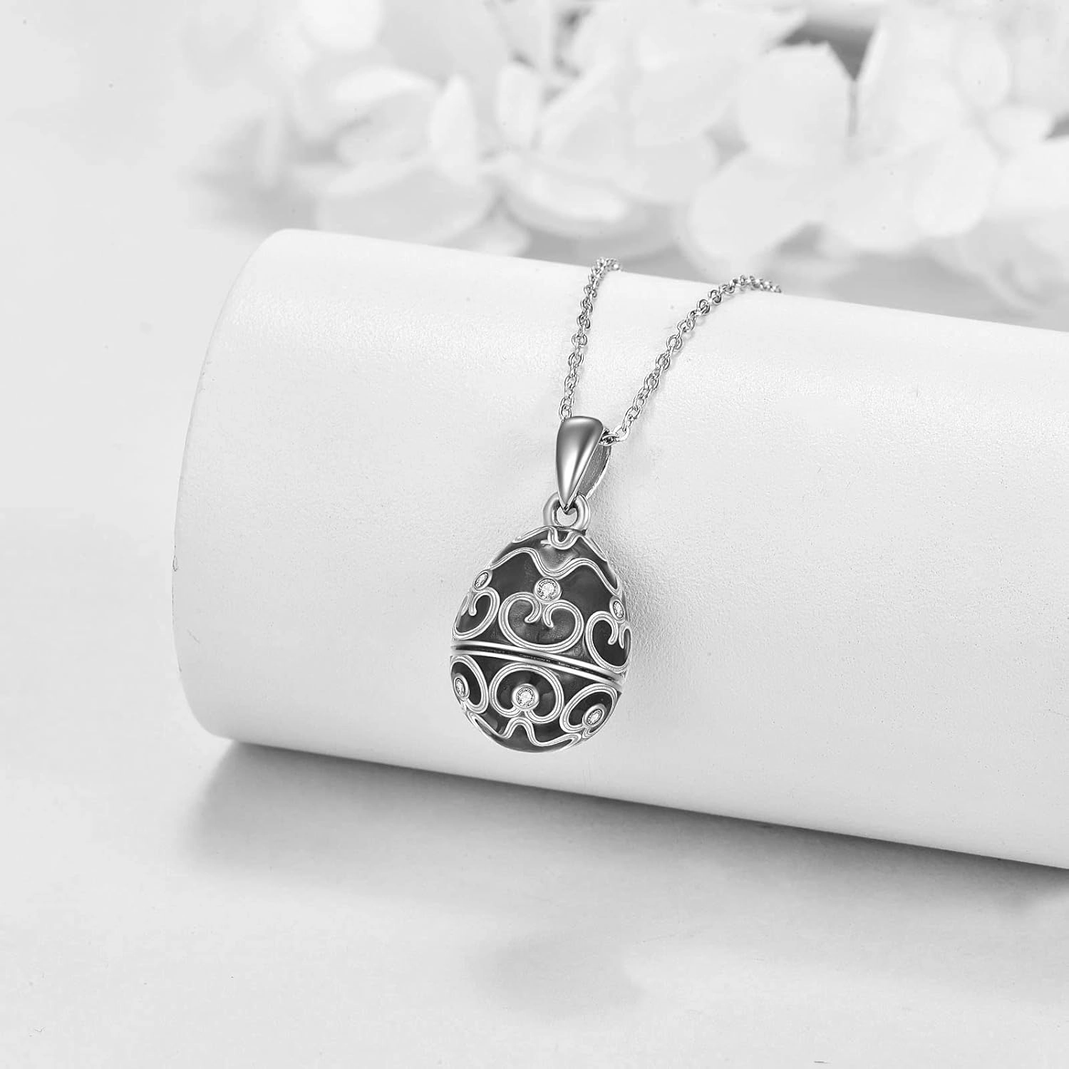 AXELUNA Fox Necklace Sterling Silver Easter Egg Necklace Fox Pendant Animal Jewelry Gifts for Women Girls Birthday Graduation Gift