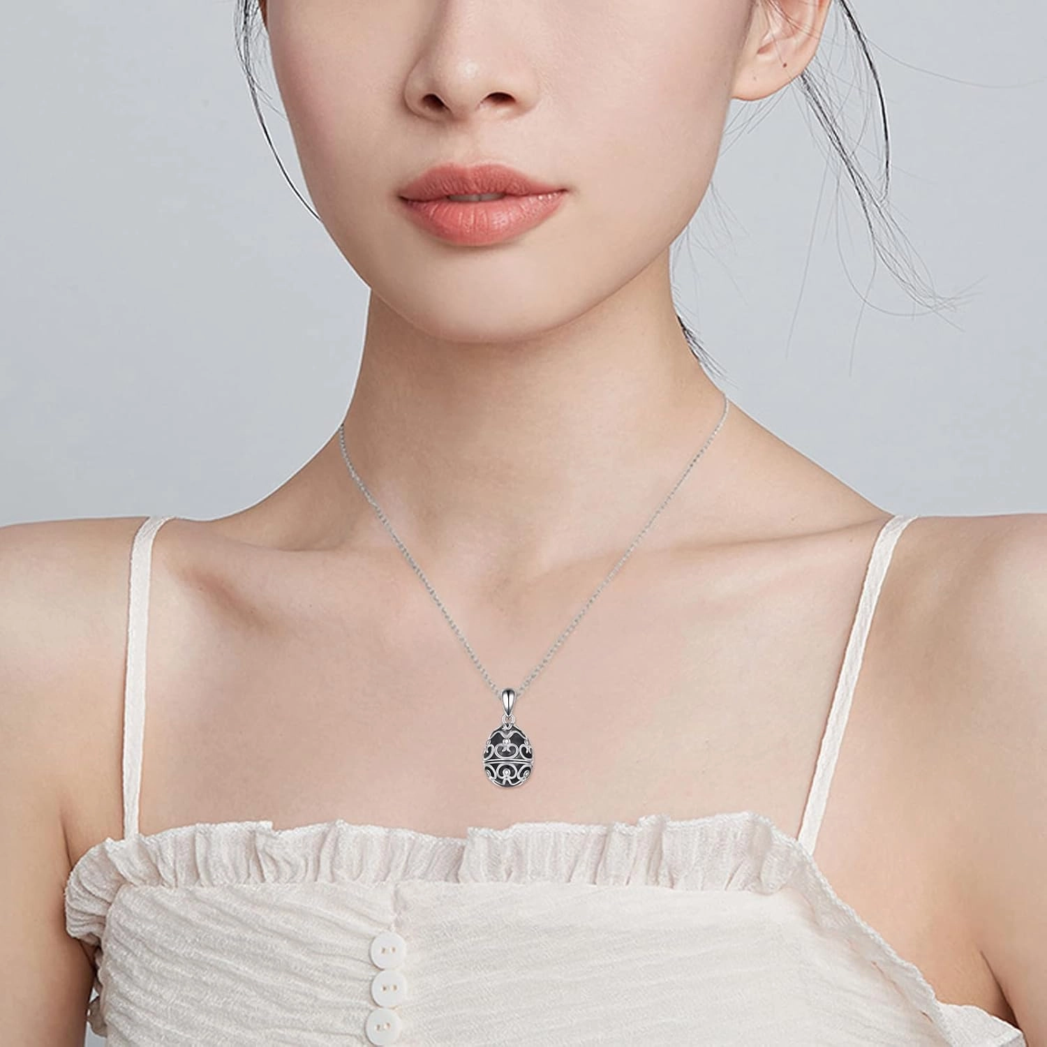 AXELUNA Fox Necklace Sterling Silver Easter Egg Necklace Fox Pendant Animal Jewelry Gifts for Women Girls Birthday Graduation Gift